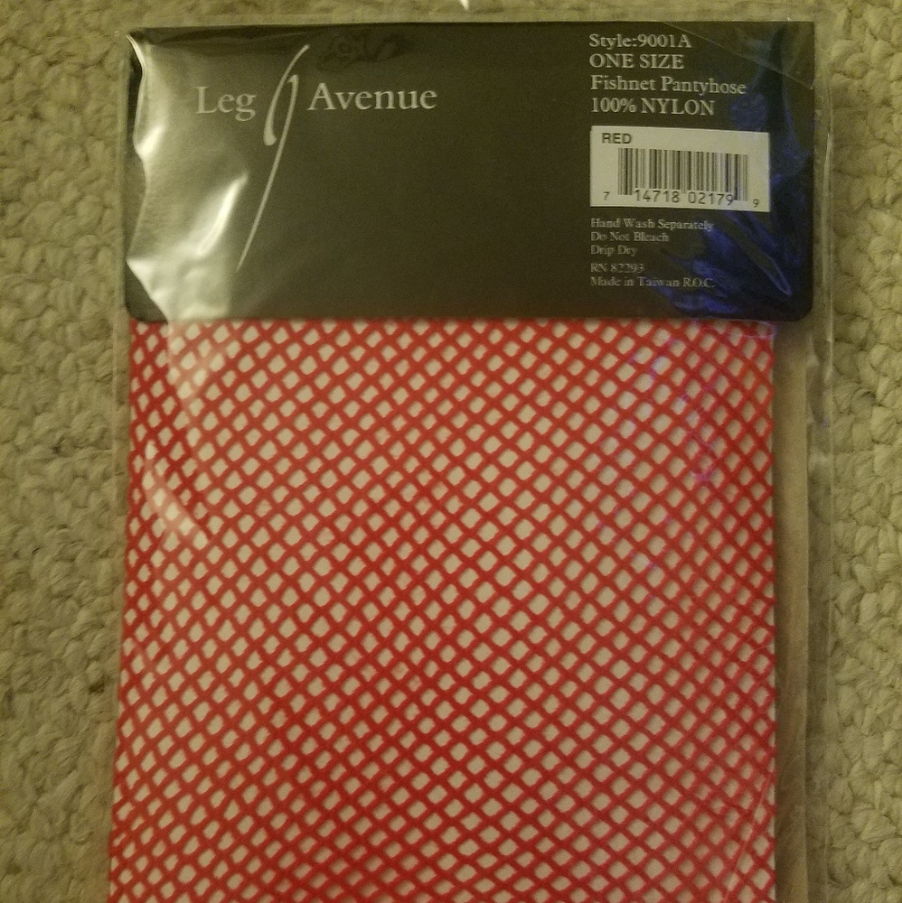 Red fishnet stockings by Leg Avenue, One Size